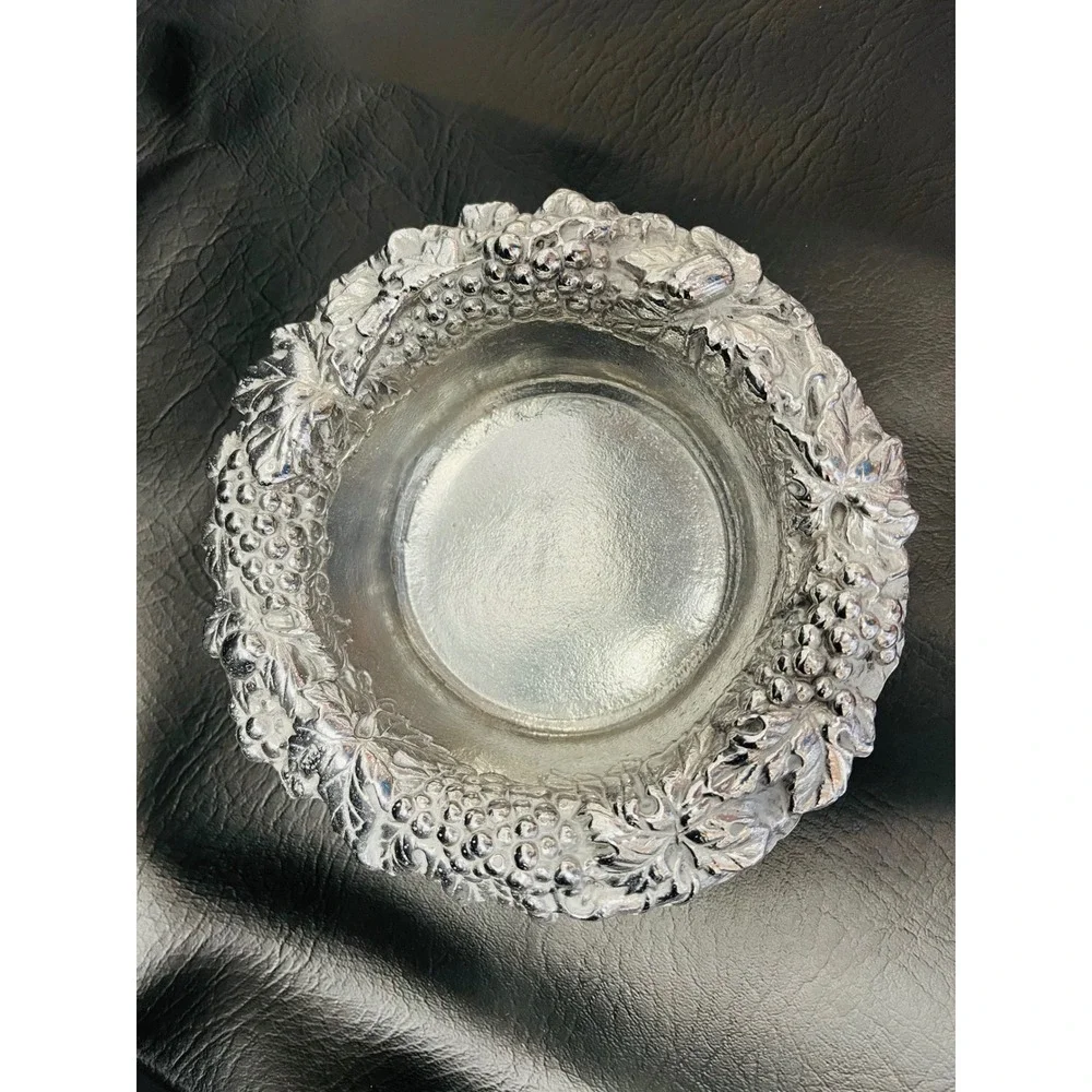 Arthur Court Bowl 6in Vintage 1988 Grape Leaf Aluminum Silver Dish Wine Coaster